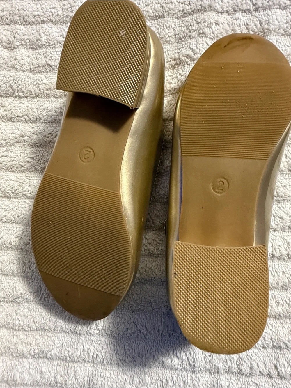 Gold Mary Jane Flats with Rhinestone Strap - girls